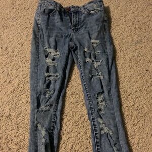 Distressed Blue Jeans